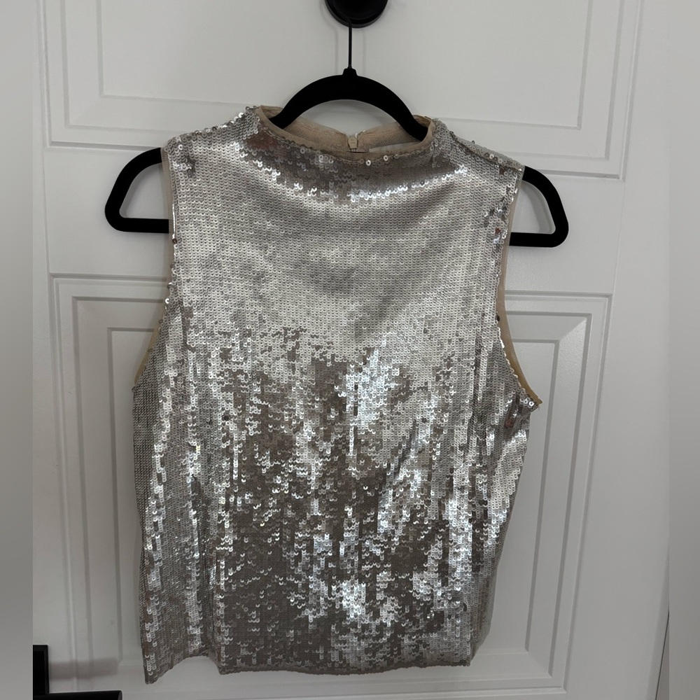 Zara Silver Sequin Sleeveless Top